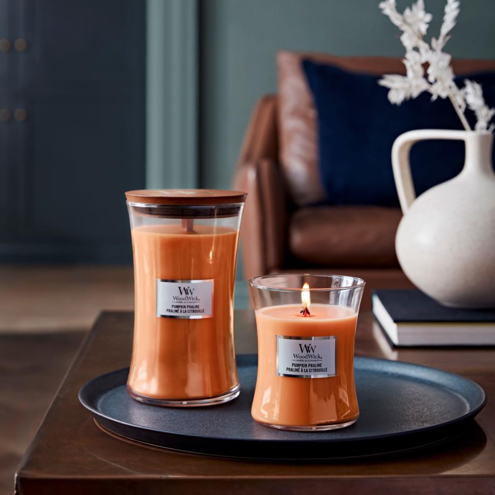WoodWick Pumpkin Praline Large Hourglass Candle Extra Image 1